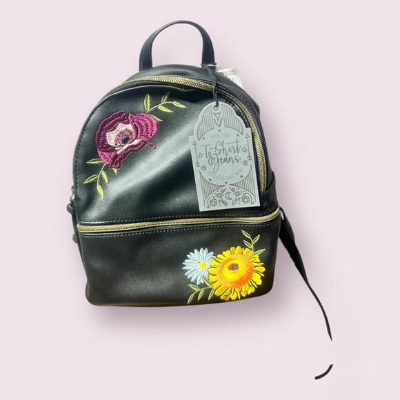 T-Shirt & Jeans Handbags - NWT Black Floral Embroidered Mini Backpack T-shirt & Jeans